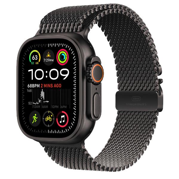 Apple Watch Ultra 2 GPS + Cellular, Cassa 49 mm in titanio nero con Loop in maglia milanese in titanio nero - M